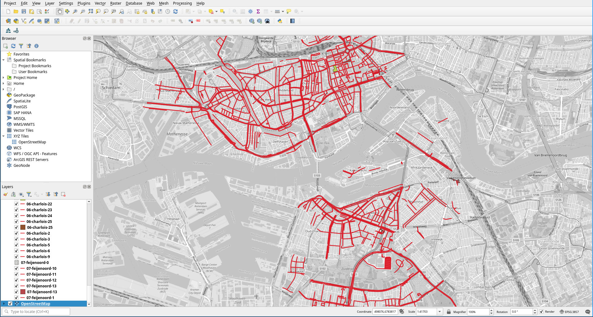 grayscale map with a bunch of red lines