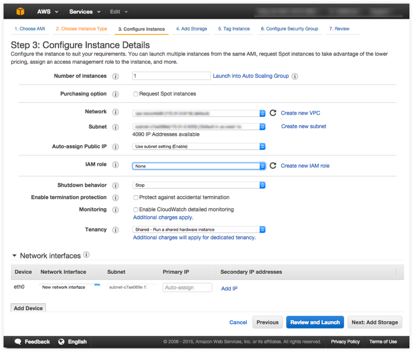 Configure the instance