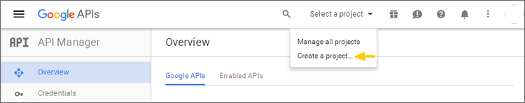 Google APIs Project Selector