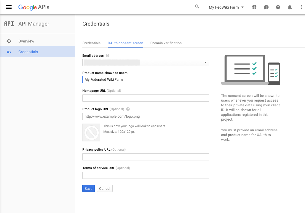 Google OAuth consent screen