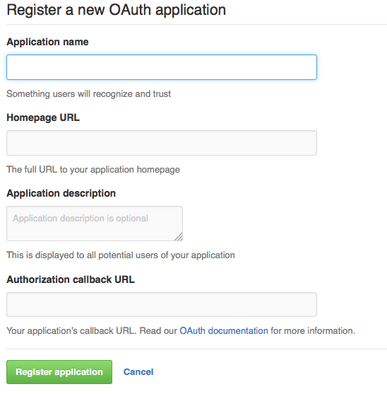 GitHub New OAuth Application